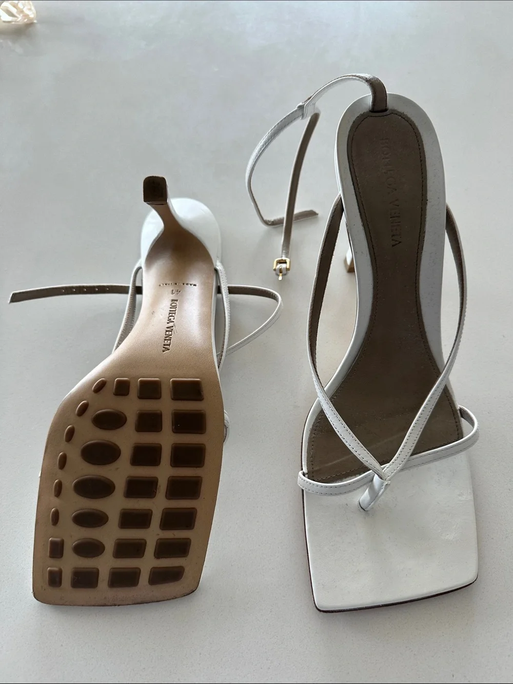 Bottega Veneta White Strap Stretch Sandals - Picture 4 of 5